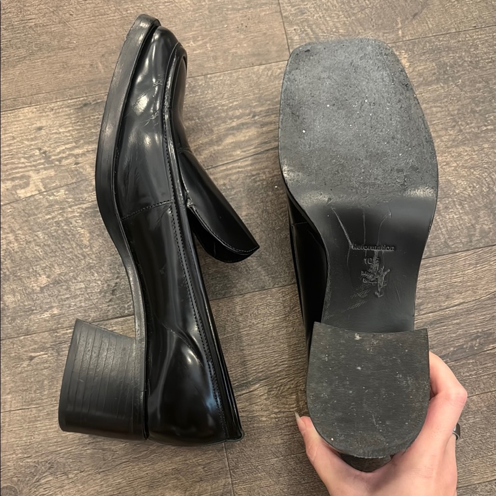 Reformation Black Leather Slip-On Loafers - Picture 3 of 12